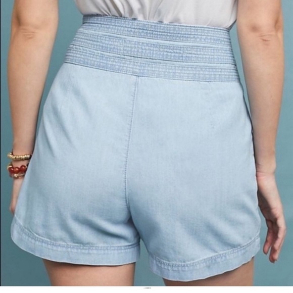 Anthropologie Shorts Womens 6 Blue Harbor High Waisted Chambray Pockets Casual - Picture 3 of 3